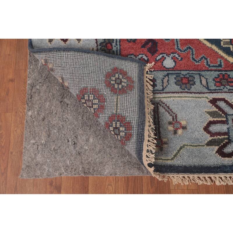 Blue Kazak Indian Area Rug Hand-Knotted Geometric Wool Carpet - 8'1" x 9'9"