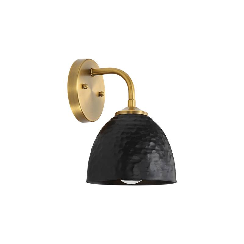 Golden Lighting Shepard 1-light Wall Sconce in Modern Brass and Matte Black shade