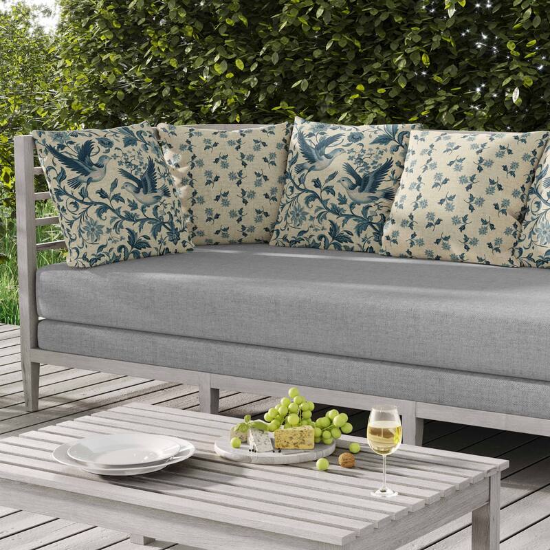 Delicate Duet Indoor/Outdoor Reversible Throw Pillow Beige and Teal