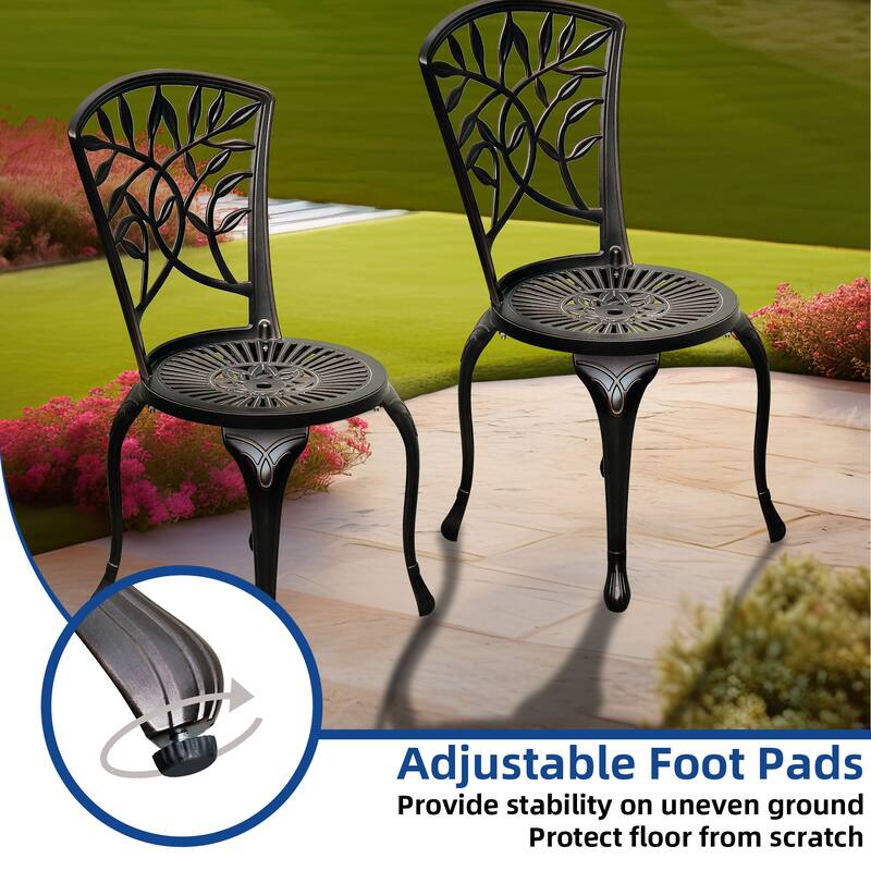 Moasis Set of 2 Cast Aluminum Outdoor Dining Chairs Patio Bistro Chairs for Backyard