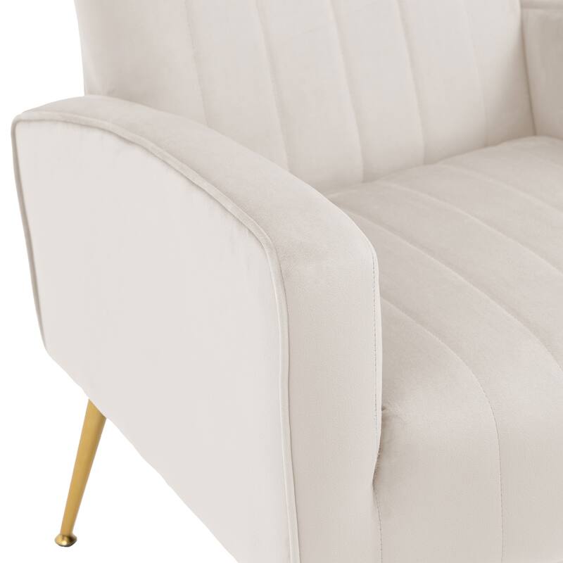 2 Set Velvet Wingback Accent Chairs with Metal Legs for Living Room