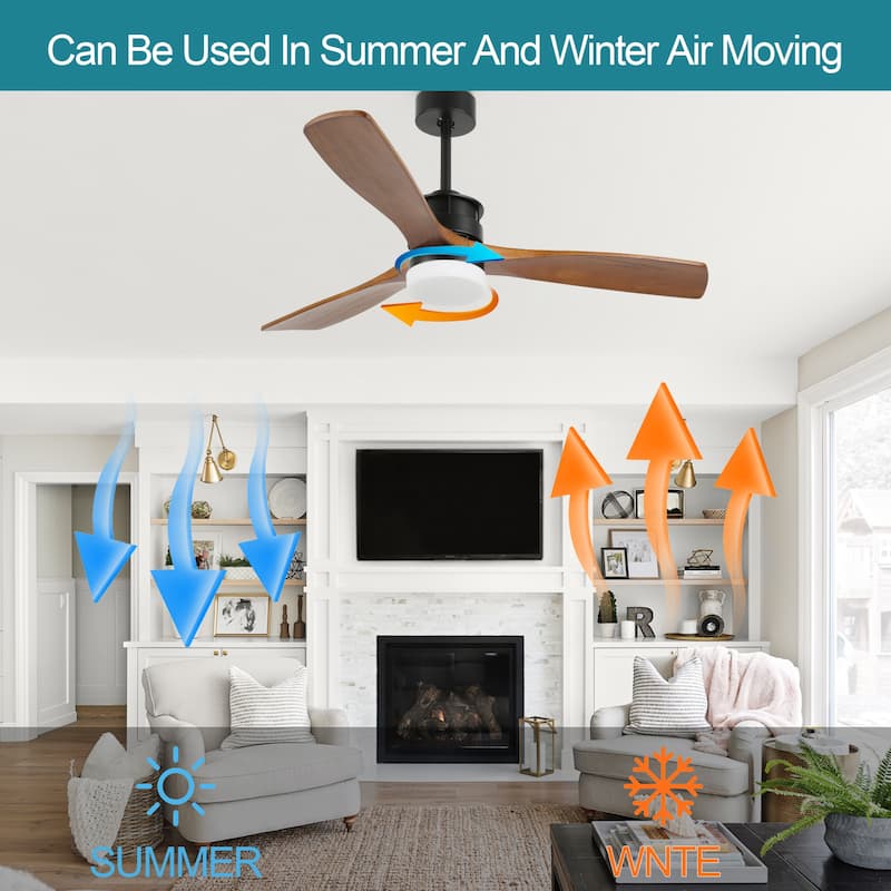 Oaks Aura Gamay 52 in. LED Indoor Solid Wood Reversible Scandi-Japanese Ceiling Fan With Latest DC Motor Technology