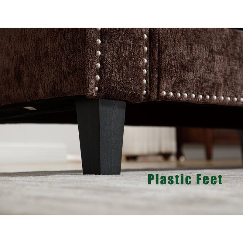 Contemporary Modular Sectional Sofa with Chenille Upholstery and Storage Ottoman for Living Room or Guest Room