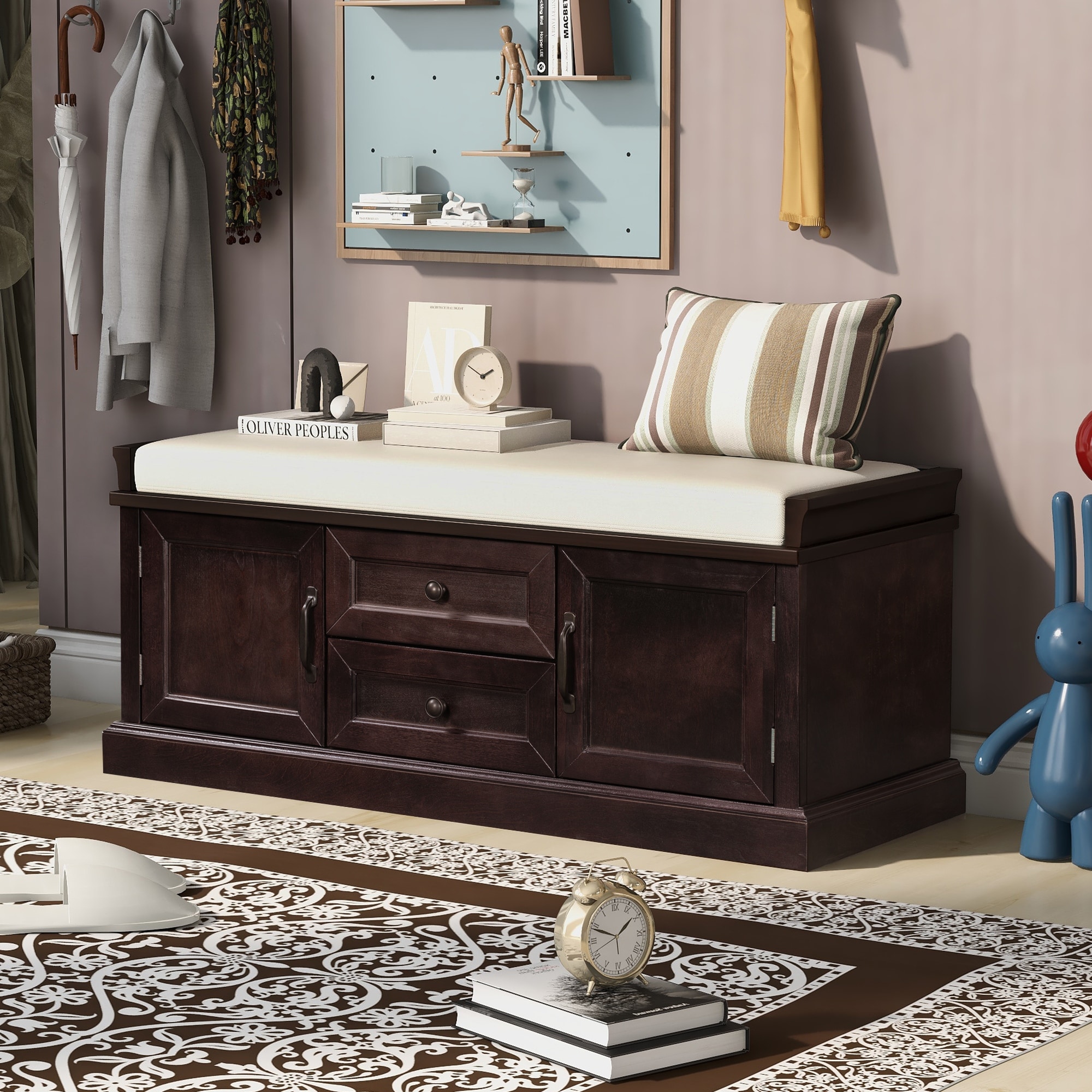 2 drawer cheap storage bench