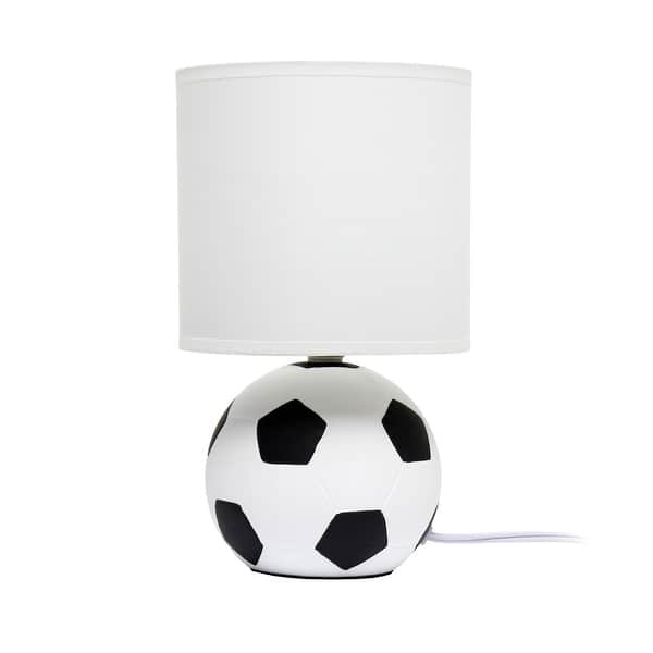 slide 2 of 8, 10.7" SportsLite Mini Soccer Table Lamp for Kids Room, Mancave, White and Black - L: 6.2" x W: 6.2" x H: 10.7"