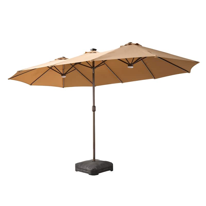 HOOOWOOO Outdoor Patio Umbrella with Solar Light