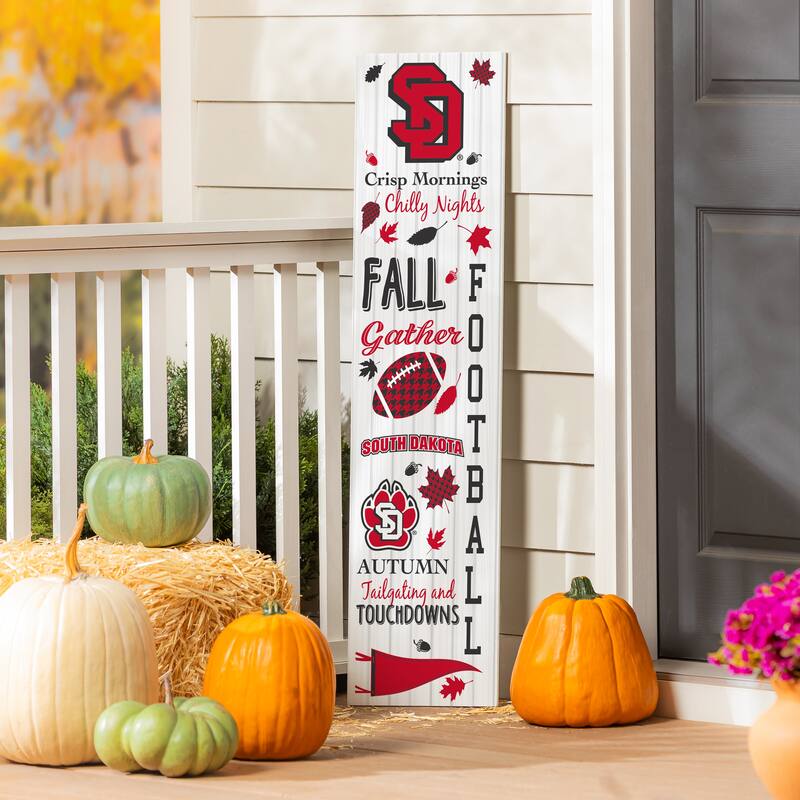 47" Double Sided Seasonal Porch Leaner, University of South Dakota - 47" x 11.25" - Fall