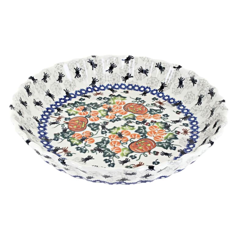 Blue Rose Polish Pottery 100 Vena Pie Plate - Trick or Treat