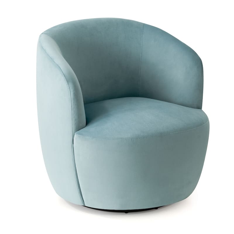 26.5" Wide Velvet Small Swivel Barrel Accent Chair