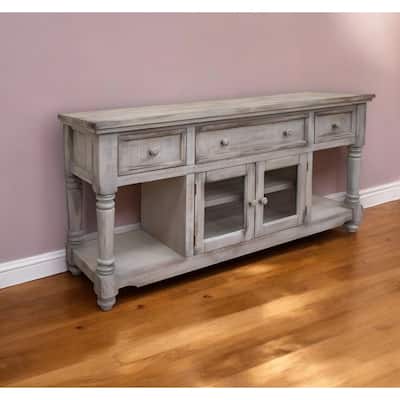 HomeRoots 70" Desert Sand Solid Wood Open shelving Distressed TV Stand - 70' X '34.75' X '19