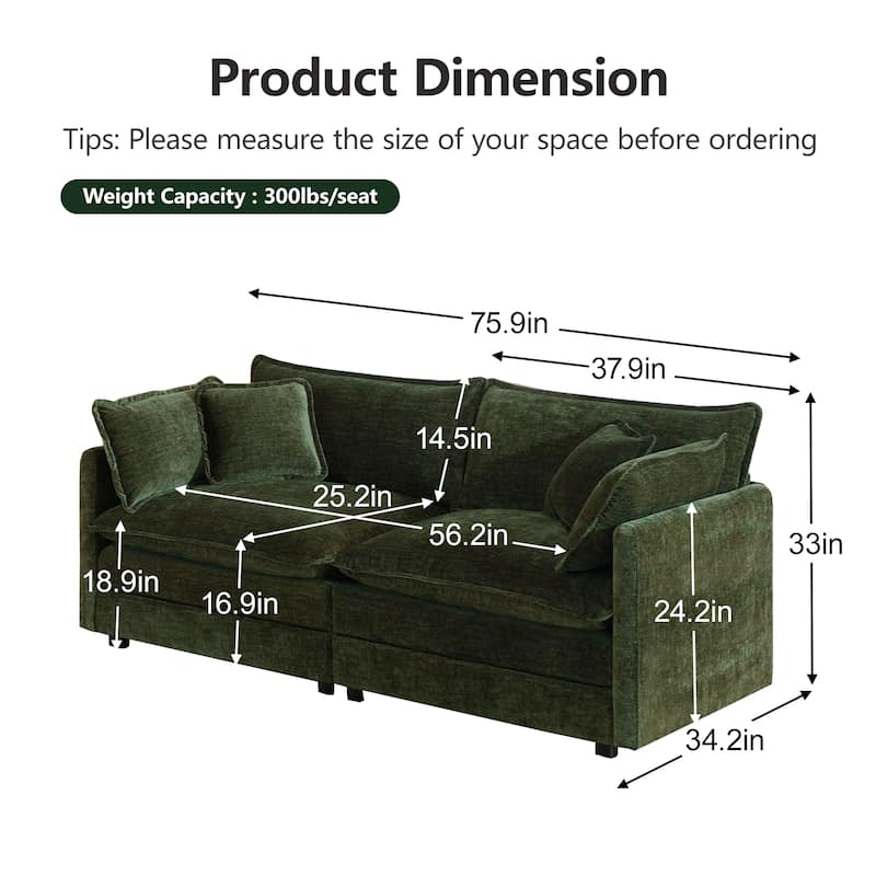 Cloud Chenille Upholstered Modular Sectional Sofa with DIY Combination Design