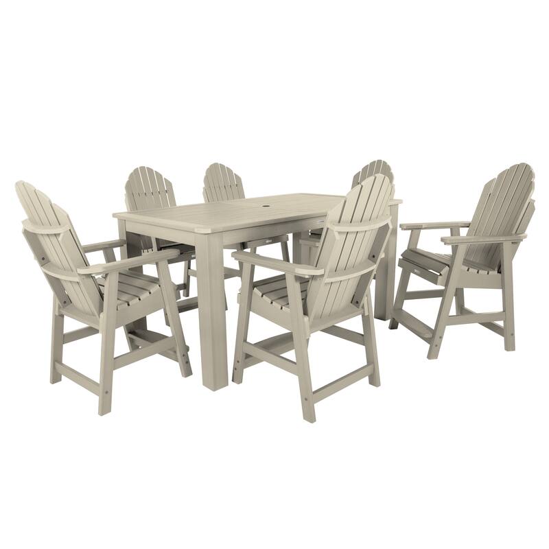 Hamilton 7-Piece Outdoor Dining Set - 42" x 72" Table, Counter-height - Whitewash