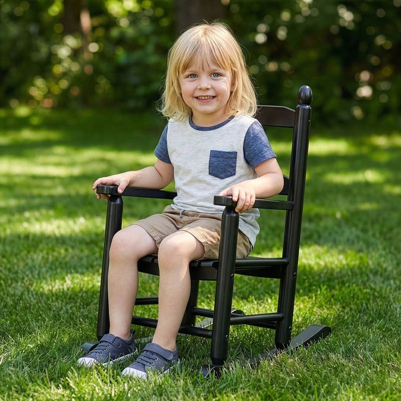 16 In. Kids Classic Solid Poplar Wood Rocking Chair, Egg-Shaped Seat For Ages 2–5 - 9' x 12'