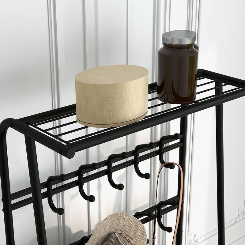 Hall Tree Coat Rack with Shoe Bench for Entryway