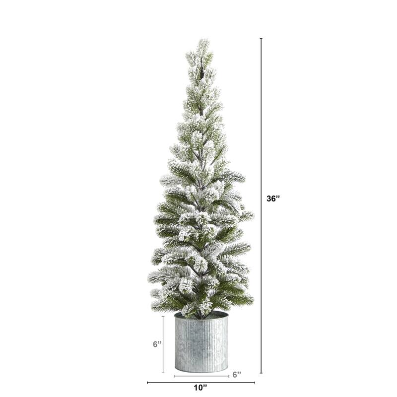 3Ft Artificial Christmas Tree with Planter - Holiday Pine Tree Decor for Home Office - Green - 36