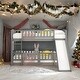 preview thumbnail 28 of 39, Twin Over Twin Low Bunk Bed with Fence and Ladder for Toddler Kids Teens