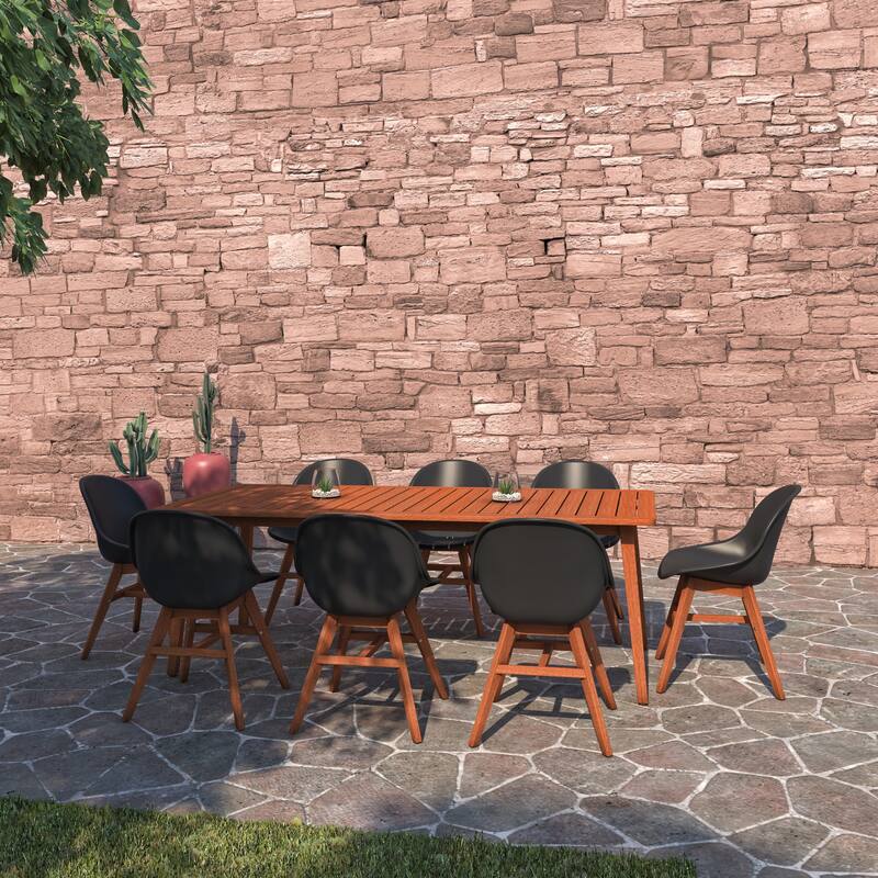 Amazonia 9pc Outdoor Patio Jenthre Dining Wood Set - 9-Piece Sets