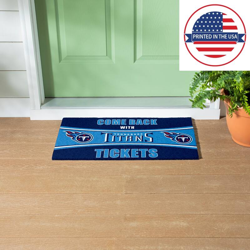 Tennessee Titans 28 in. x 16 in. PVC "Come Back With Tickets" Trapper Door Mat