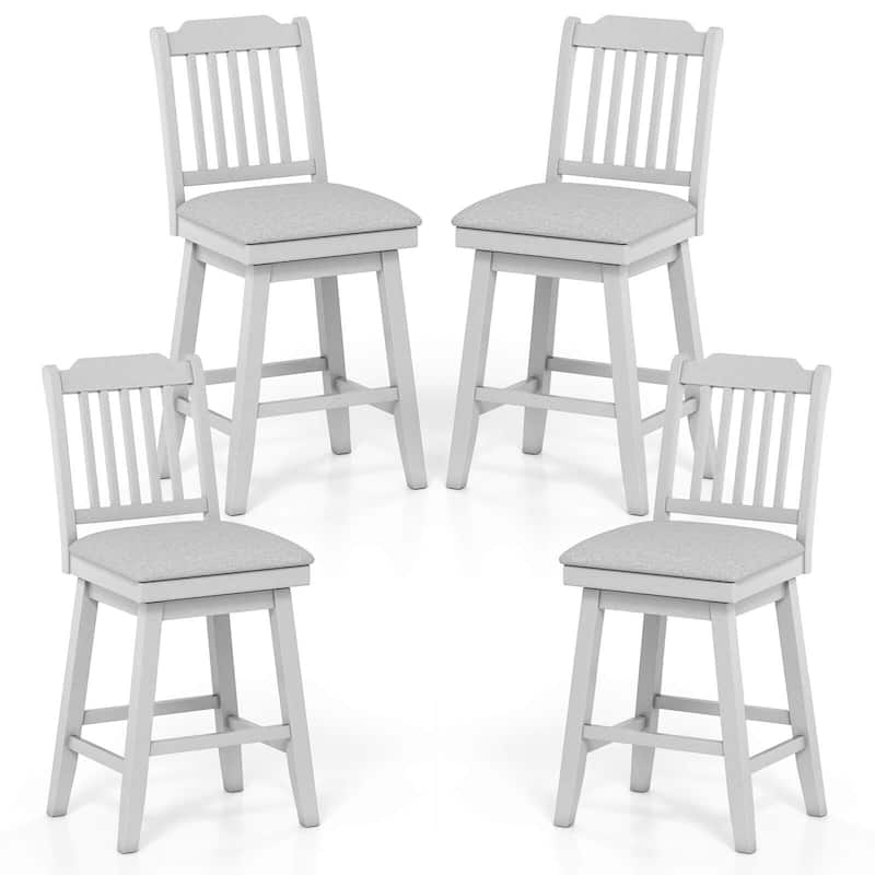 Costway 25" Counter Height Bar Stools Set of 2/4 with Slatted Back - See Details - Set of 4