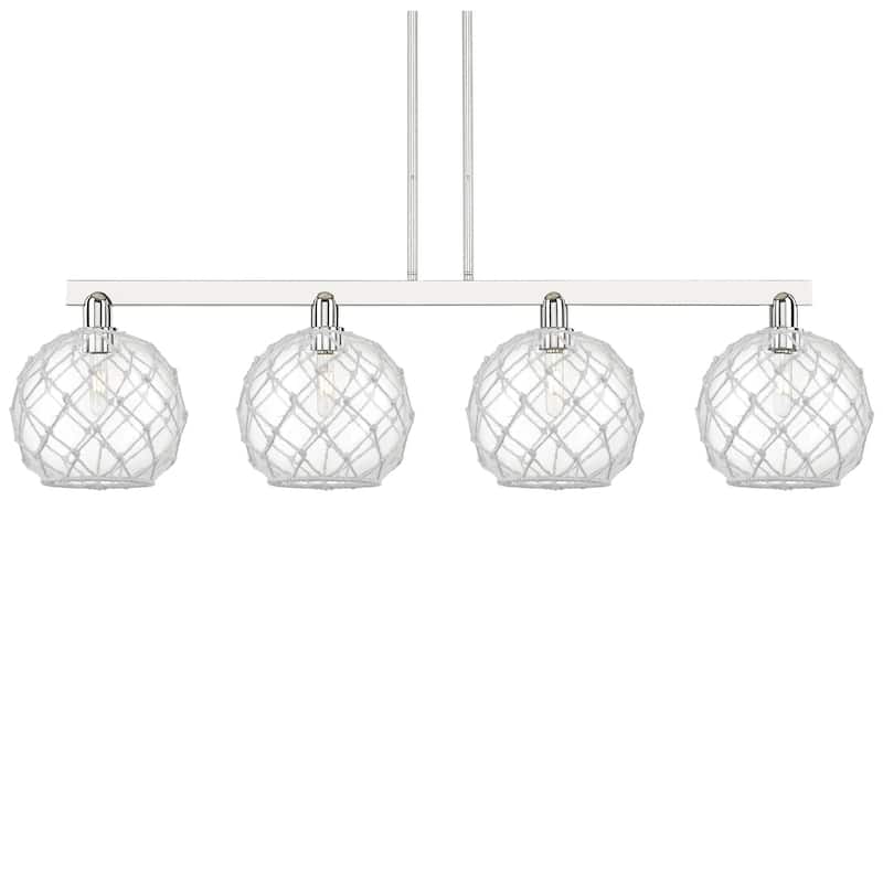 Innovations Lighting 716-4I-13-53 Farmhouse Rope Linear Farmhouse Rope - Polished Nickel / Clear Glass with White Rope
