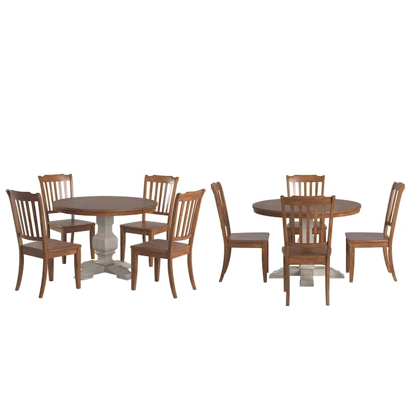 Ronda 45" Round Solid Wood Top Dining Set with Spindle Back Chairs