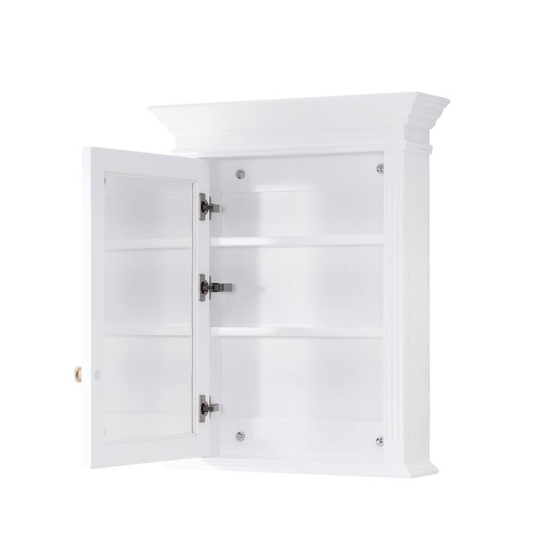 24"W X30"H Surface Mount Solid Wood Framed Medicine Cabinet With Mirror And Wooden Shelves