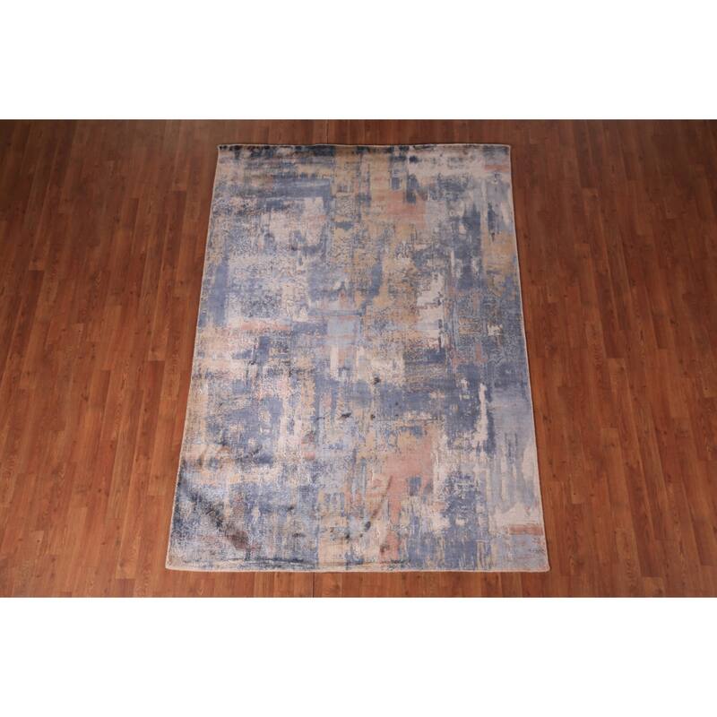 Contemporary Abstract Area Rug Handmade Wool Carpet - 5'4" x 7'6"