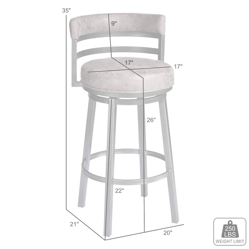 Titana Upholstered Faux Leather and Metal 26" Swivel Counter Stool