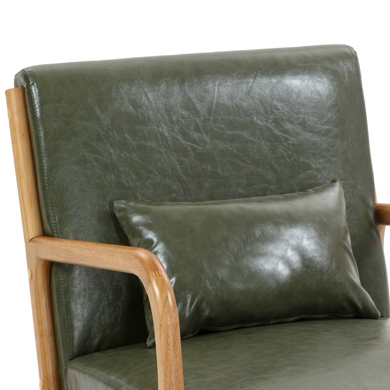 Mid-Century Modern Upholstered Accent Chair with Wood Frame