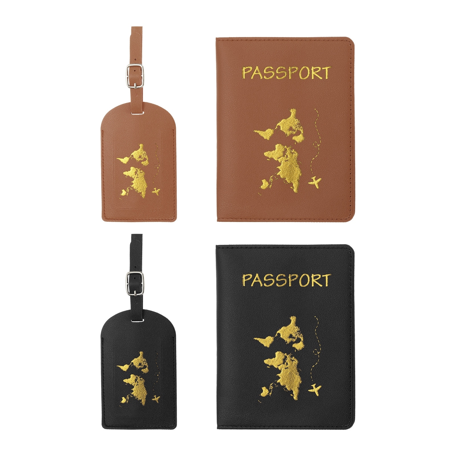 2Set Passport Cover Holder and Luggage Tag Set Travel Identifier