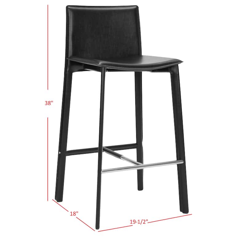 SAFAVIEH Marylou Faux Leather 29-inch Bar Stool (Set of 2) - 18.7" W x 19.7" L x 39.4" H - 19Wx20Dx39H