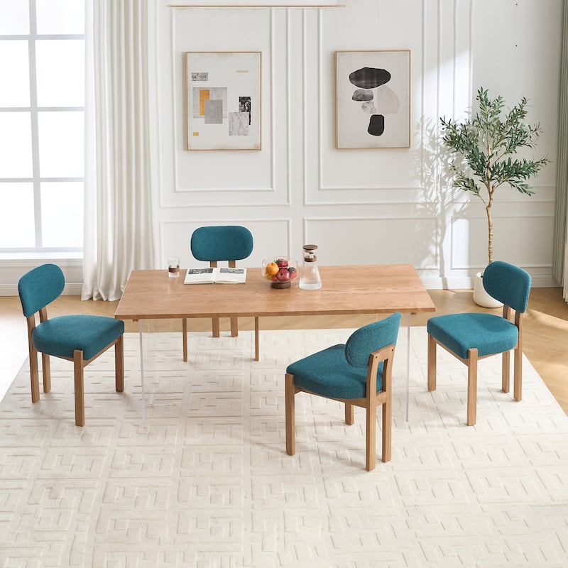 Wooden Dining Chairs Set of 2, Modern Fabric Upholstered Dining Room Chair Kitchen Chairs,Farmhouse Dinner Chair