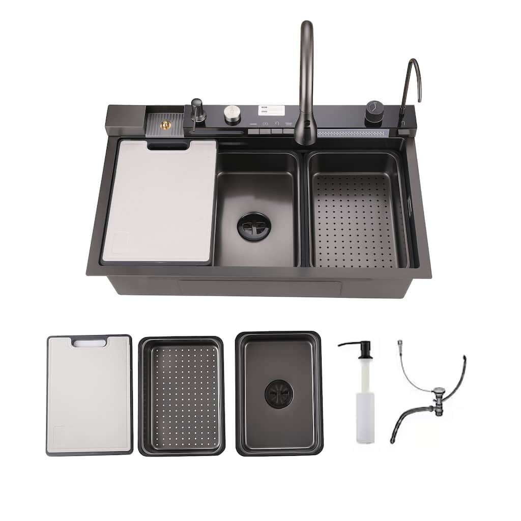 Modland 30/32" Drop In Workstation Kitchen Sink Set, 18-Gauge Honeycomb Stainless Steel Single Bowl with Faucet & Glass Rinser
