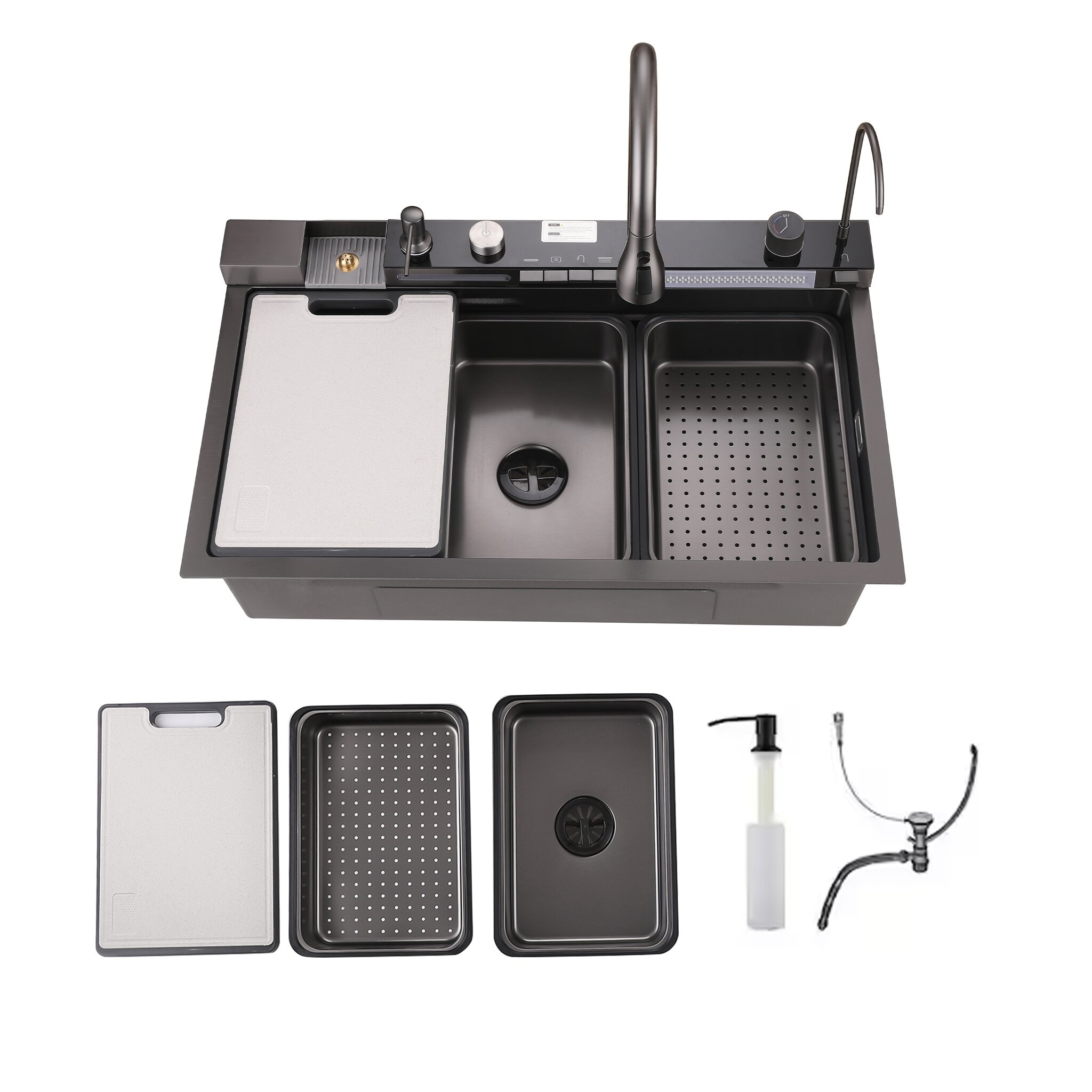 Modland 30/32" Drop In Workstation Kitchen Sink Set, 18-Gauge Honeycomb Stainless Steel Single Bowl with Faucet & Glass Rinser