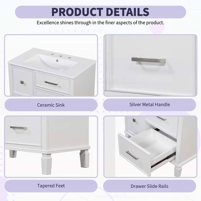 Modern Design Bathroom Storage Cabinet with Ceramic Sink Combo