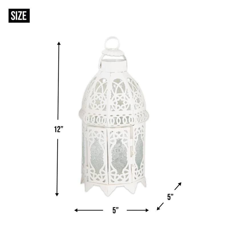 Lattice Moroccan Style Candle Lantern - 12" - White