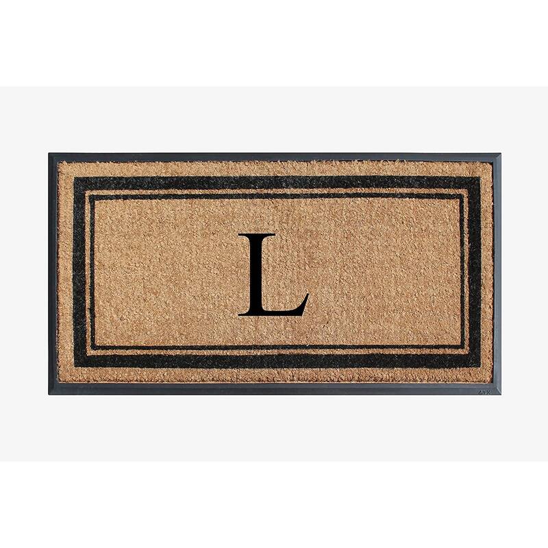 A1HC Picture Frame Natural Rubber & Coir Large Monogrammed Doormat 24"x48" - L