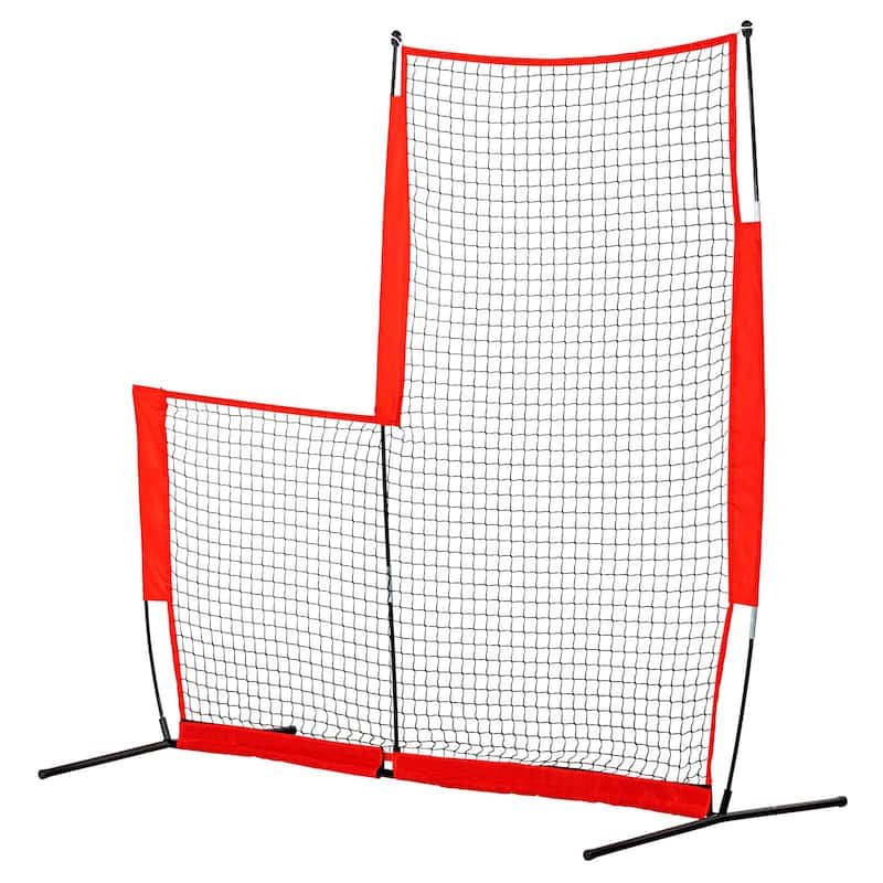 7 x 7 Feet L Screen Portable Baseball and Softball Body Protector Safety Screen with Carry Bag