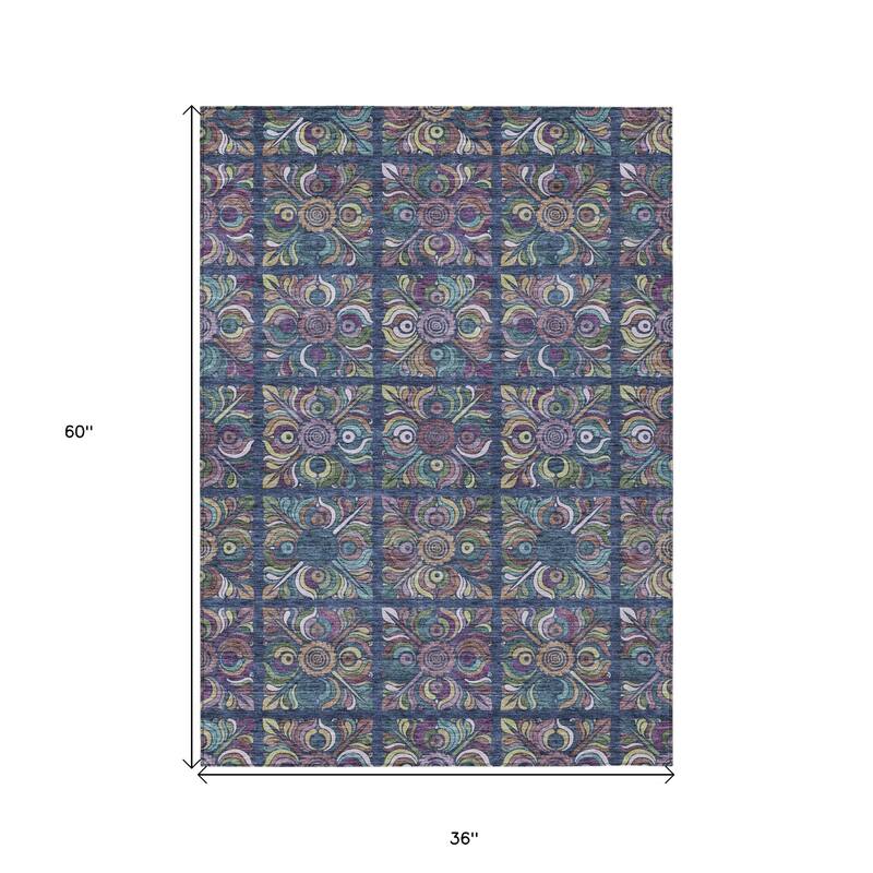 HomeRoots Medallion Transitional Rectangle Outdoor Rug