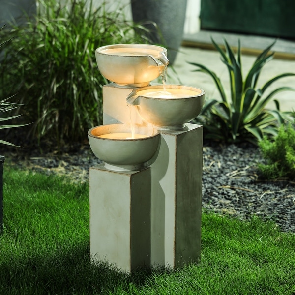3 Tier Bowls Water Fountain with Led Light