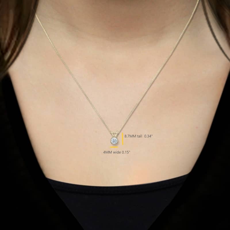 Auriya 1/4ctw Round Solitaire Diamond Necklace 14k Gold Bezel-set (J-K, SI1-SI2)