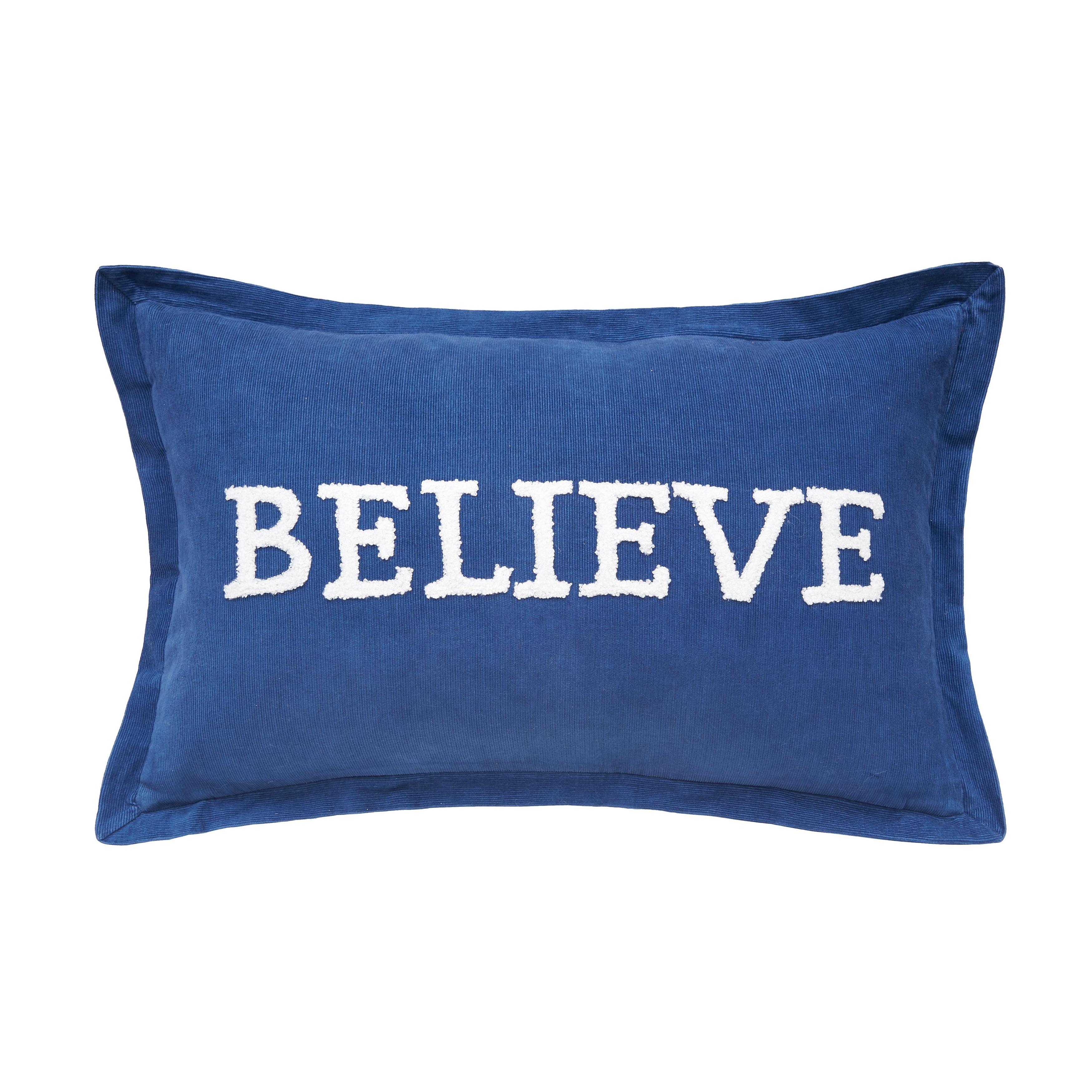 14" x 22" Believe Indigo Christmas Embroidered Decorative Throw Pillow
