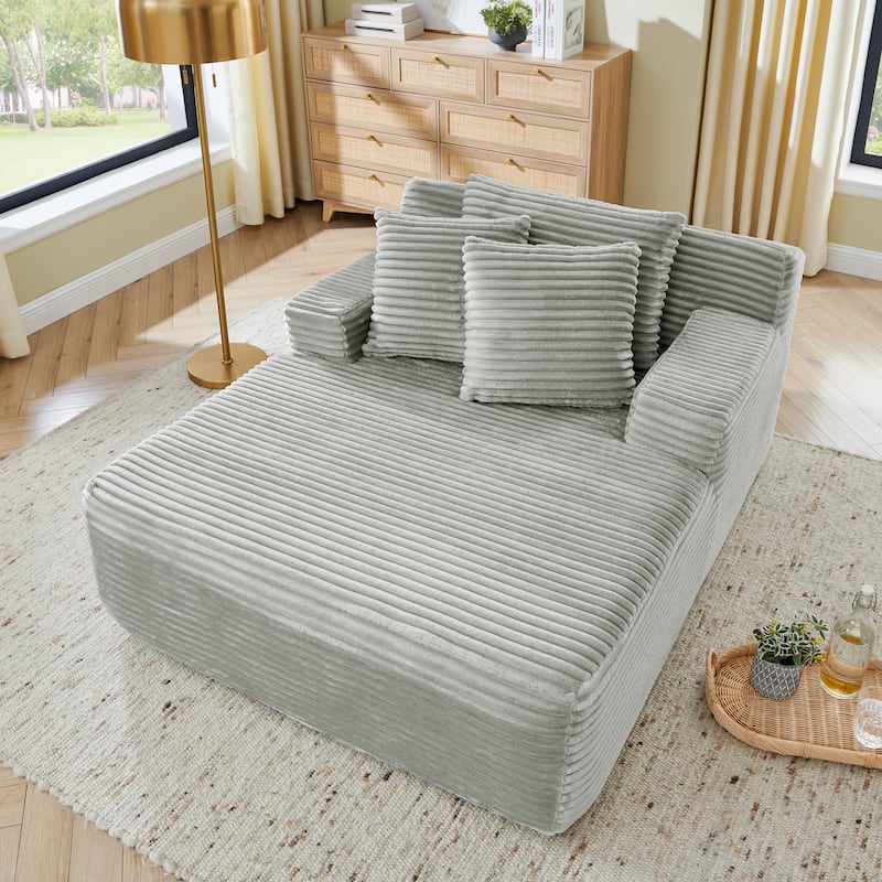 Roomfitters Velvet Lounge Chair No Assembly Required, Fluffy Single Lazy Sofa for Living Room and Bedroom