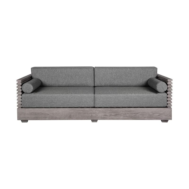 Vivid Eucalyptus Solid Wood All Weather Outdoor 3 Seater Patio Sofa with Olefin Cushions