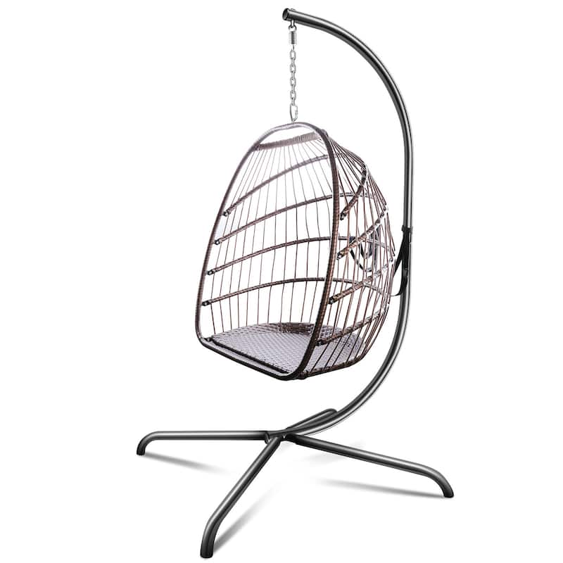 Outdoor Hanging Basket Egg Chair Swing with Stand Cushion