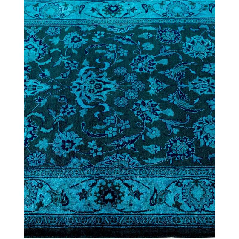 Overdyed, One-of-a-Kind Hand-Knotted Area Rug - Blue - 2' 6" x 12' 2"