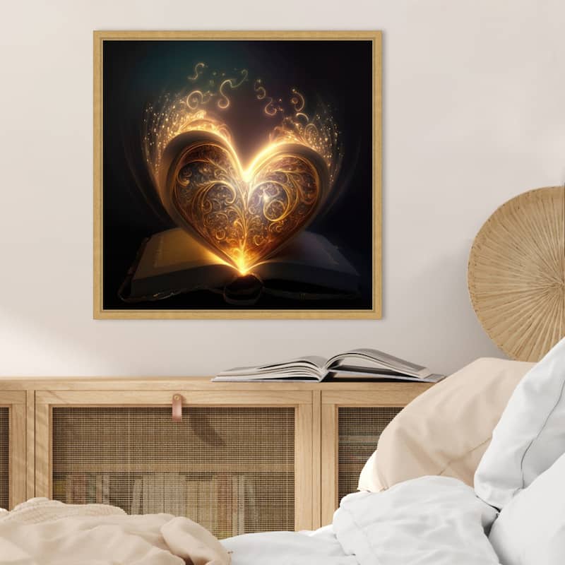 The Illuminated Heart by Jake Fouracre Framed Canvas Wall Art Print - Sylvie Bright Gold