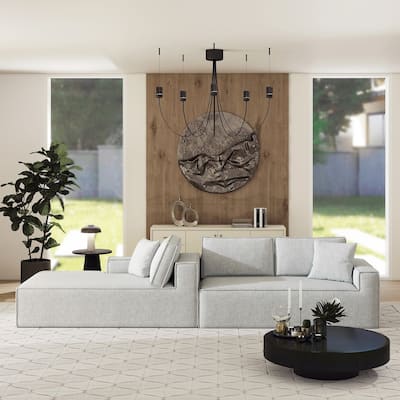 Brenley 110.5" Sofa-in-a-Box Chenille Upholstered Frameless 2-Piece Sectional Sofa