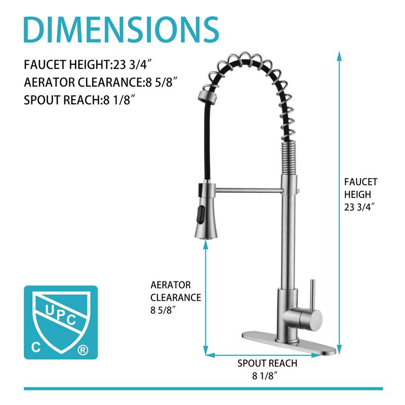Modern Single Handle Pull-Down Kitchen Faucet with Deck Plate, 2-Function Sprayer