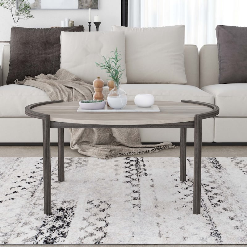 Rowland Urban Light Grey 37inch Steel Round Coffee Table by Furniture